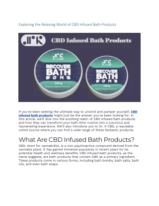 Exploring the Relaxing World of CBD Infused Bath Products