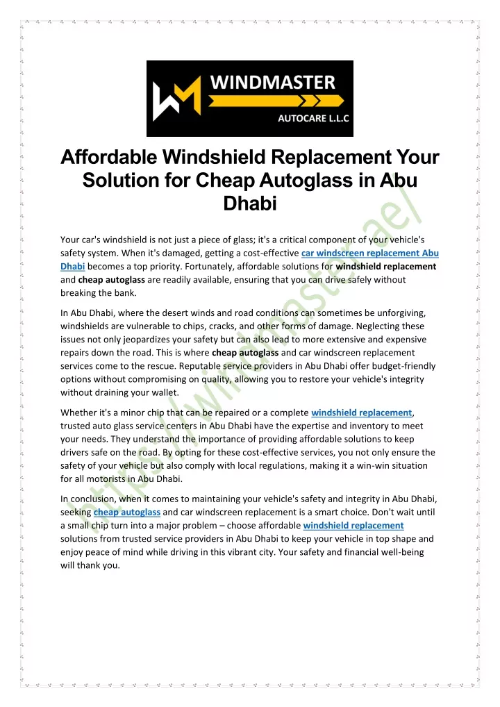 affordable windshield replacement your solution