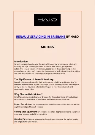 Renault Servicing in Brisbane by Halo Motors