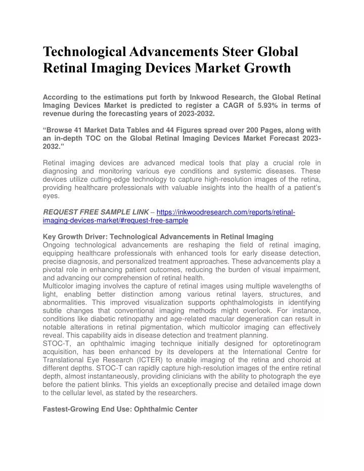 technological advancements steer global retinal