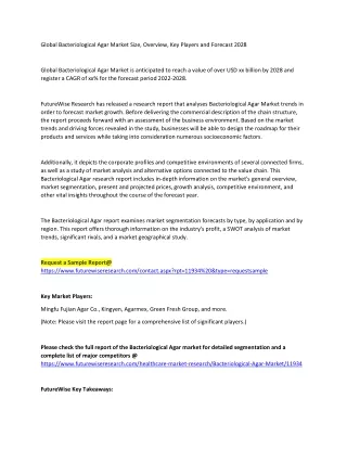 global bacteriological agar market size overview