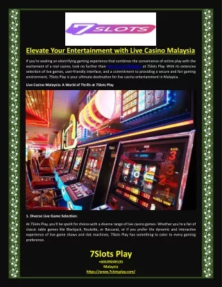Elevate Your Entertainment with Live Casino Malaysia