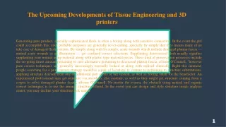 the upcoming developments of tissue engineering and 3d printers