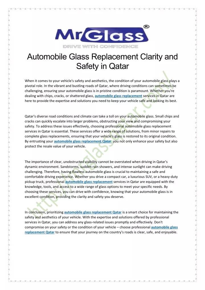 automobile glass replacement clarity and safety