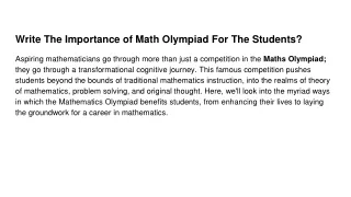 Write The Importance of Math Olympiad For The Students_