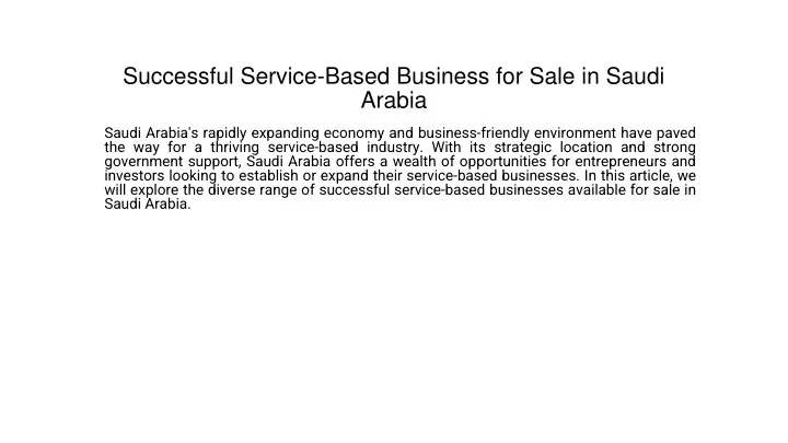 successful service based business for sale