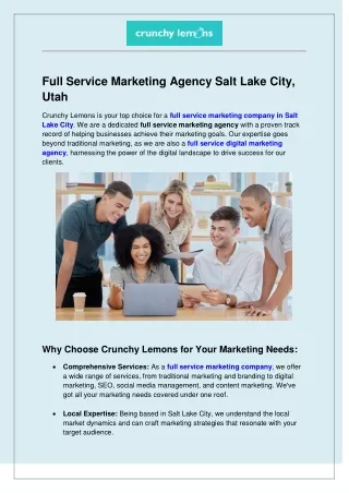 Full Service Marketing Agency Salt Lake City