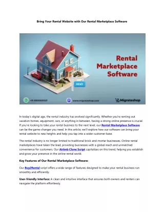 Bring Your Rental Website with Our Rental Marketplace Software