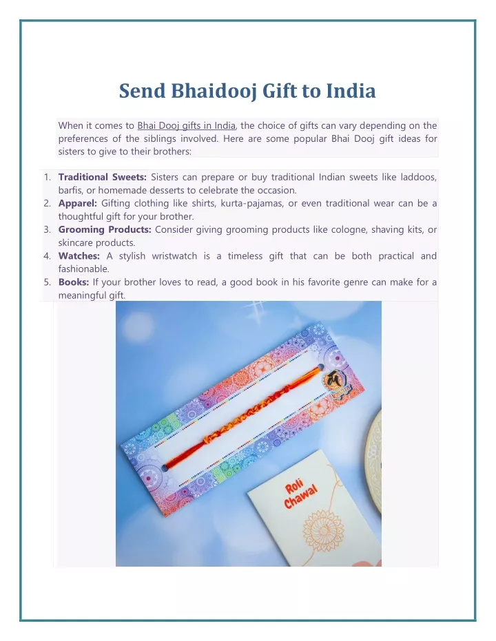 send bhaidooj gift to india