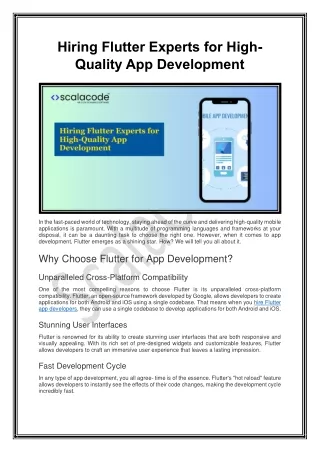 Hiring Flutter Experts for High-Quality App Development