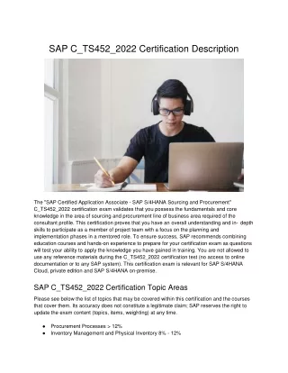 SAP C_TS452_2022 Certification Description