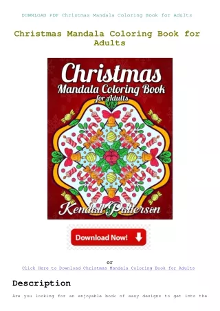 DOWNLOAD PDF Christmas Mandala Coloring Book for Adults