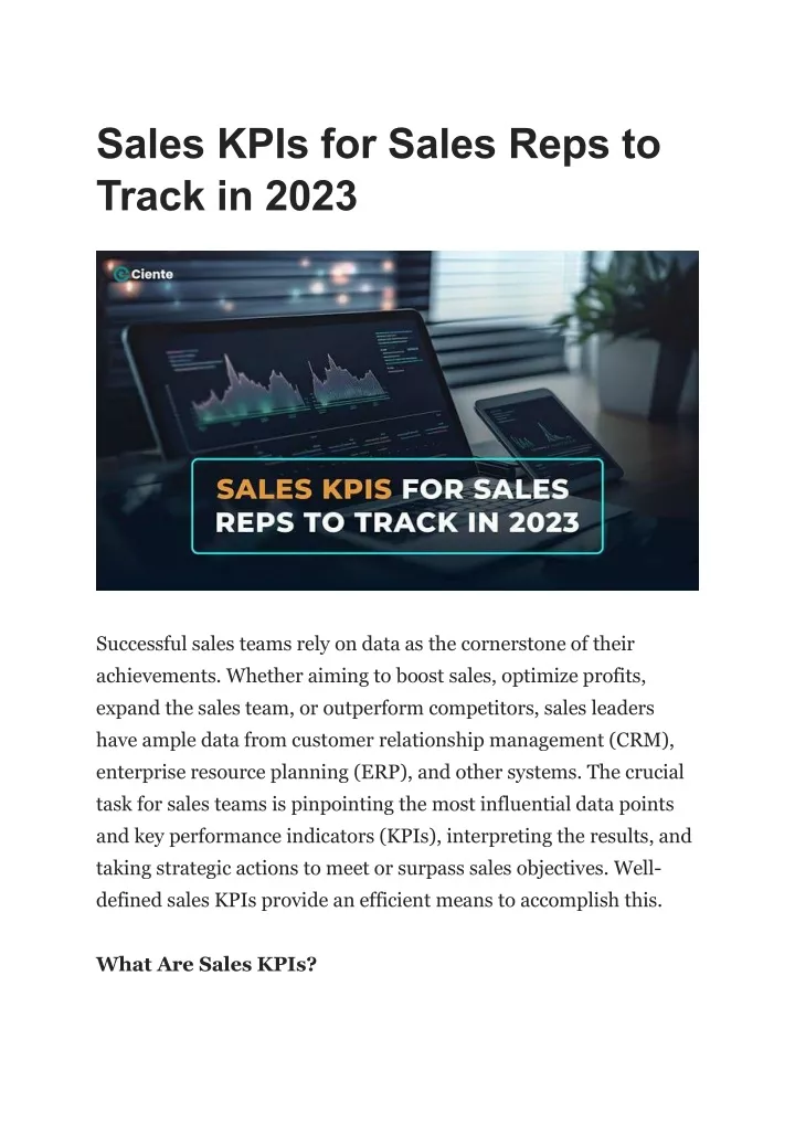 sales kpis for sales reps to track in 2023
