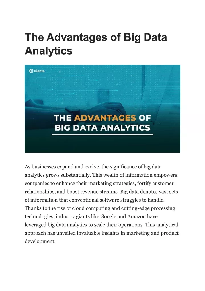 the advantages of big data analytics