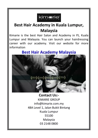 Best Hair Academy in Kuala Lumpur Malaysia