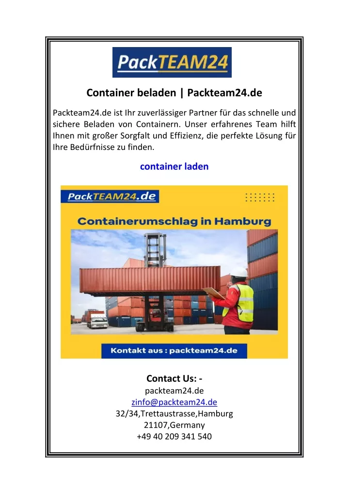 container beladen packteam24 de