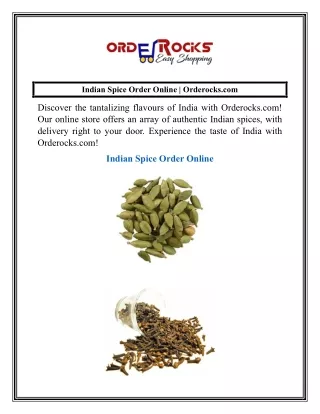 Indian Spice Order Online  Orderocks.com