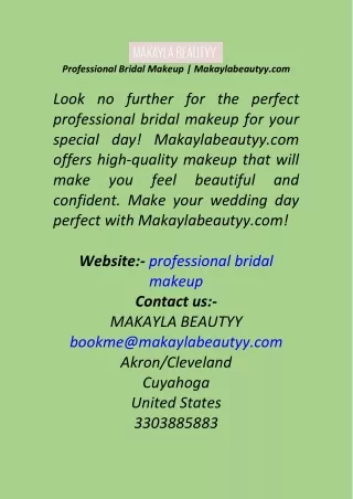 Professional Bridal Makeup  Makaylabeautyy.com