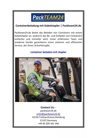 containerbeladung mit gabelstapler packteam24 de