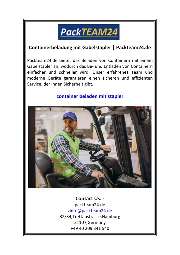 containerbeladung mit gabelstapler packteam24 de