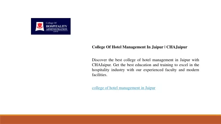 college of hotel management in jaipur chajaipur