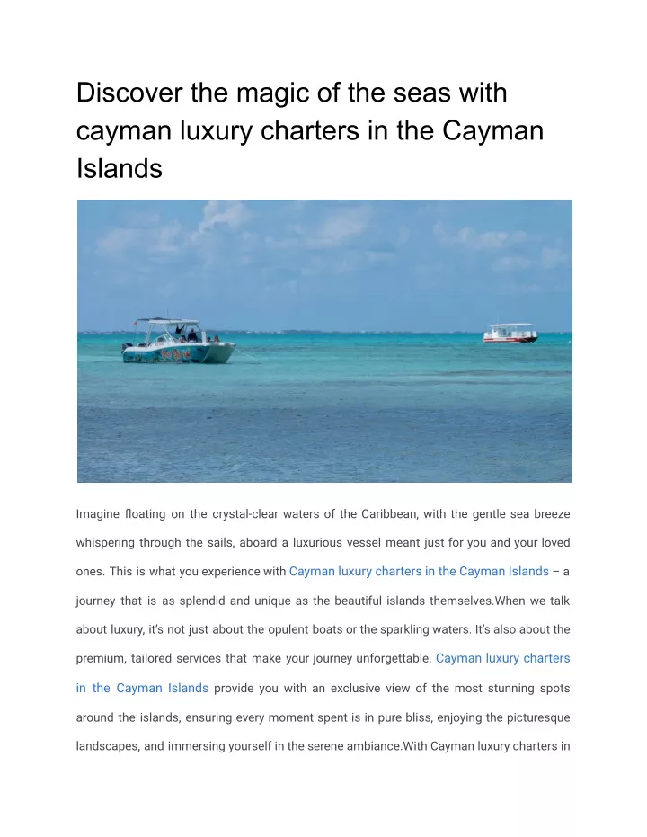 discover the magic of the seas with cayman luxury