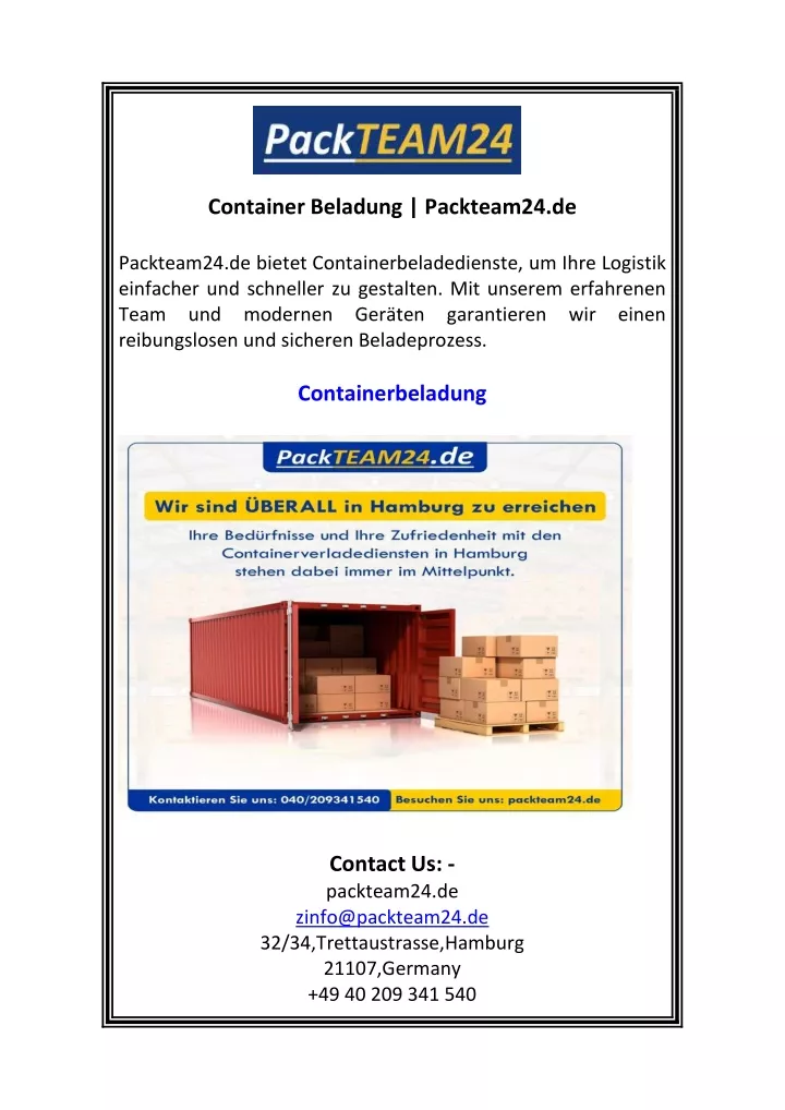 container beladung packteam24 de