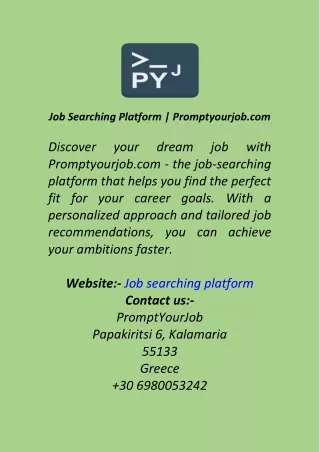 Job Searching Platform  Promptyourjob.com