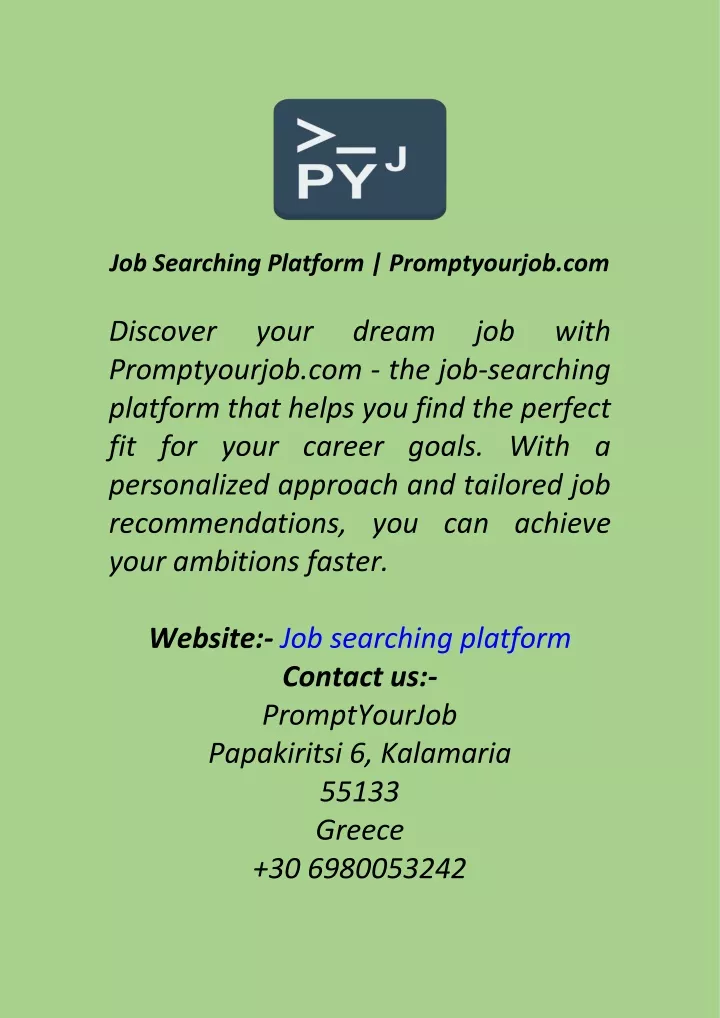 job searching platform promptyourjob com