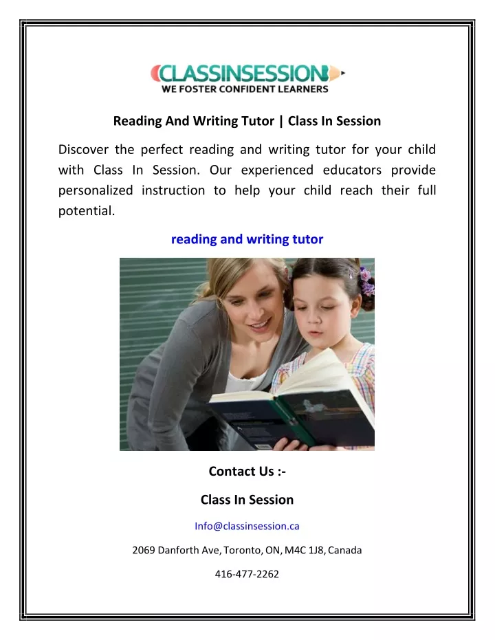 reading and writing tutor class in session