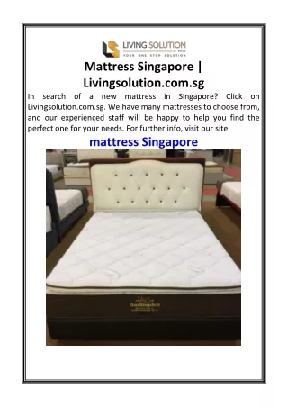 Mattress Singapore  Livingsolution.com.sg