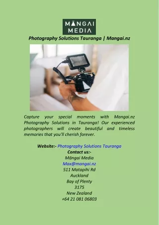 Photography Solutions Tauranga  Mangai.nz