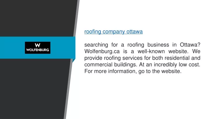 roofing company ottawa searching for a roofing