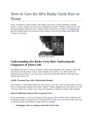 How to Care for Afro Kinky Curly Hair at Home