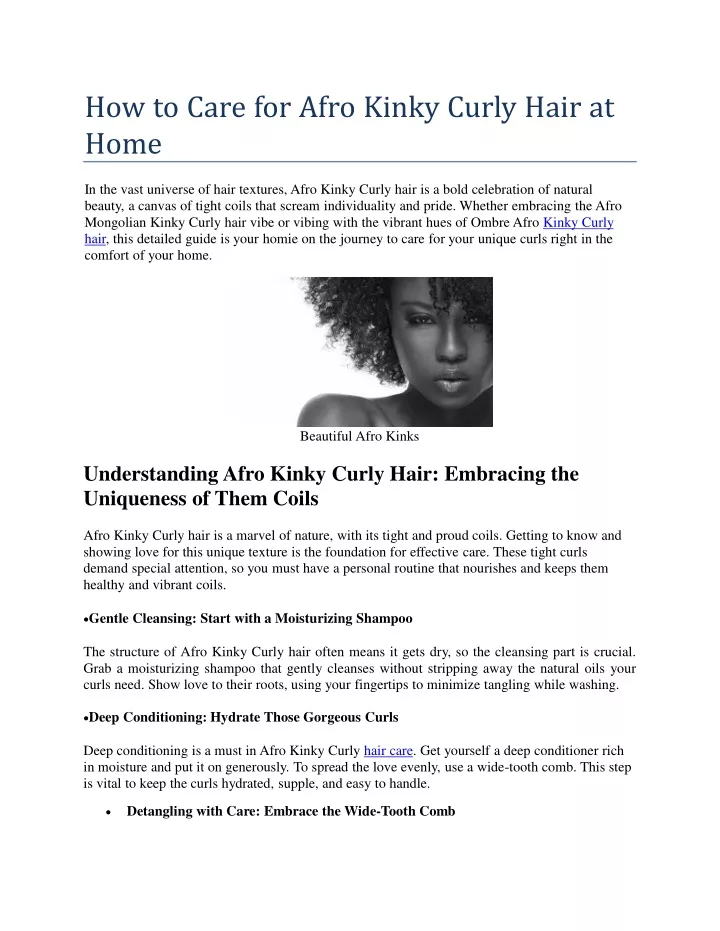 how to care for afro kinky curly hair at home