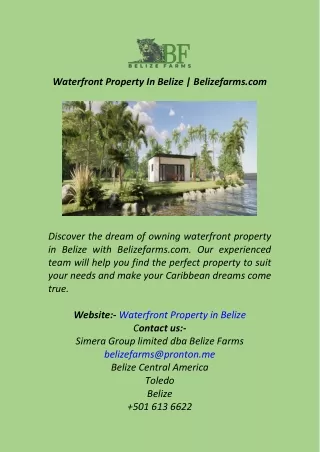 Waterfront Property In Belize  Belizefarms.com