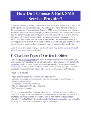 how do i choose a bulk sms service provider