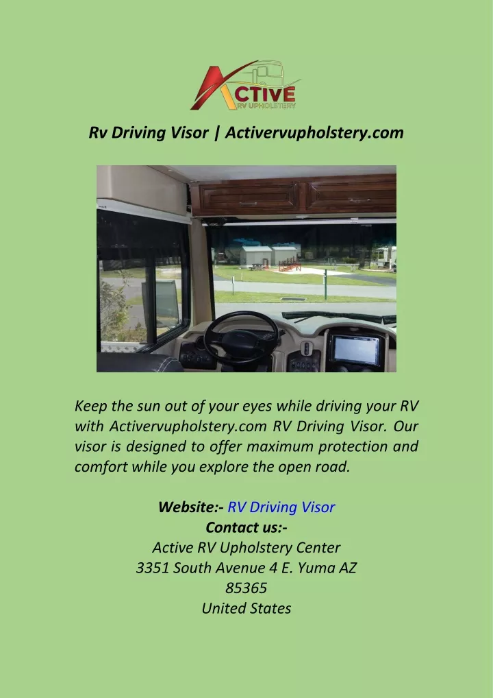 rv driving visor activervupholstery com