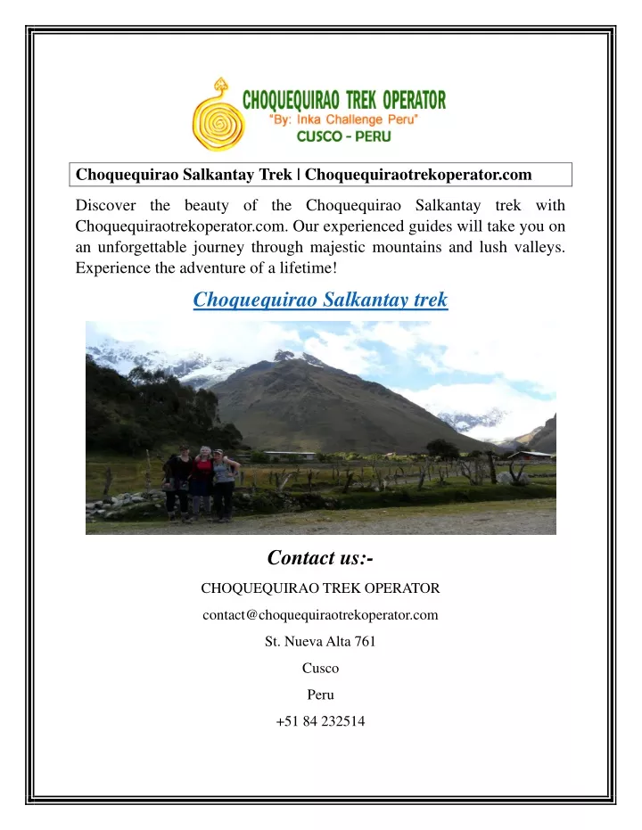 choquequirao salkantay trek