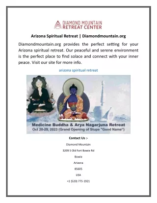 Arizona Spiritual Retreat Diamondmountain.org