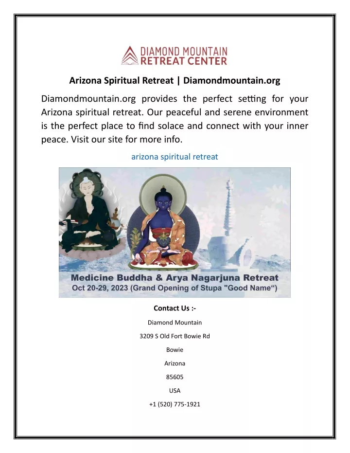 arizona spiritual retreat diamondmountain org