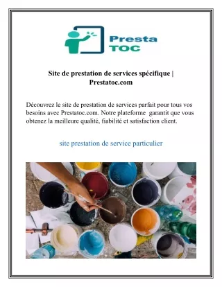 Site de prestation de services spécifique  Prestatoc