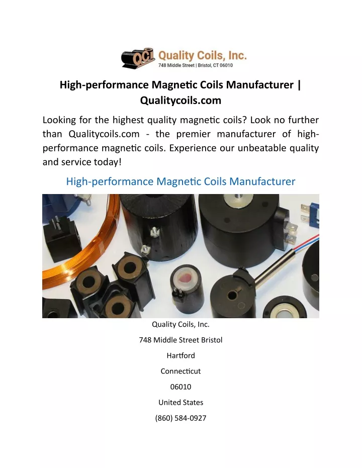 high performance magnetic coils manufacturer