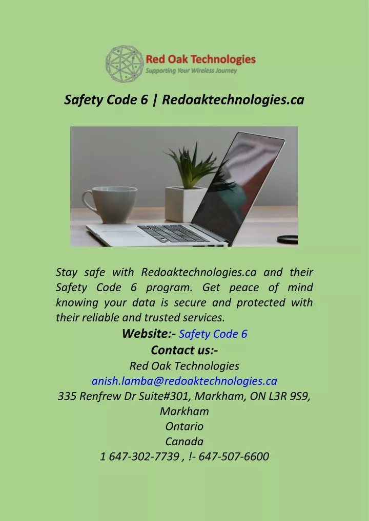safety code 6 redoaktechnologies ca