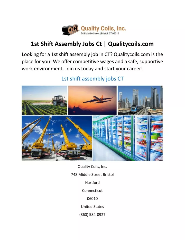 1st shift assembly jobs ct qualitycoils com