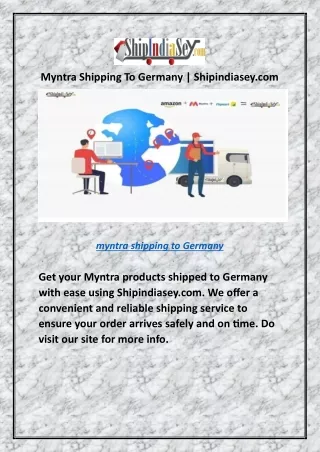 Myntra Shipping To Germany | Shipindiasey.com