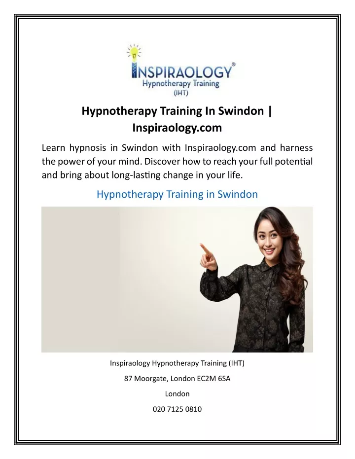 hypnotherapy training in swindon inspiraology com