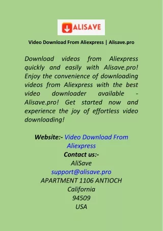 Video Download From Aliexpress  Alisave.pro