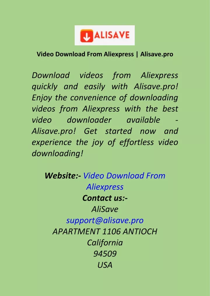 video download from aliexpress alisave pro