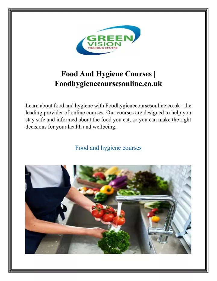 food and hygiene courses foodhygienecoursesonline